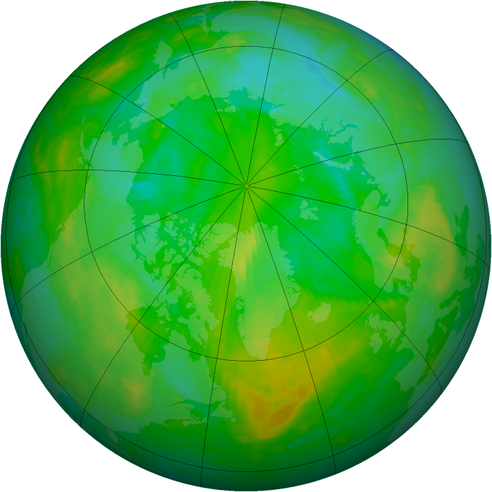 Arctic ozone map for 16 July 1990